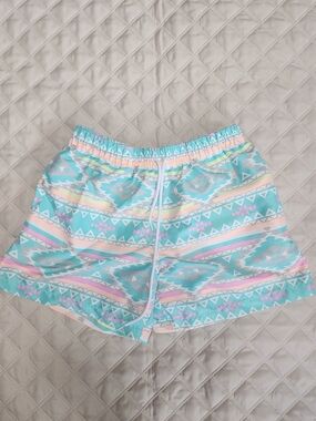 Chubbies "The En Fuegos" Aztec Print Athletic Shorts Pastel Aqua, Pink, Peach L